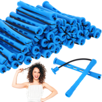 JJUNW 60 Pcs Perm Rods For Short Hair, Eatless Curling Rod Small Flexi Rods, Perm Rollers Plastic Blue Hair Rollers for Women Diy Hair Curler Styling Tools Hairdressing Hair