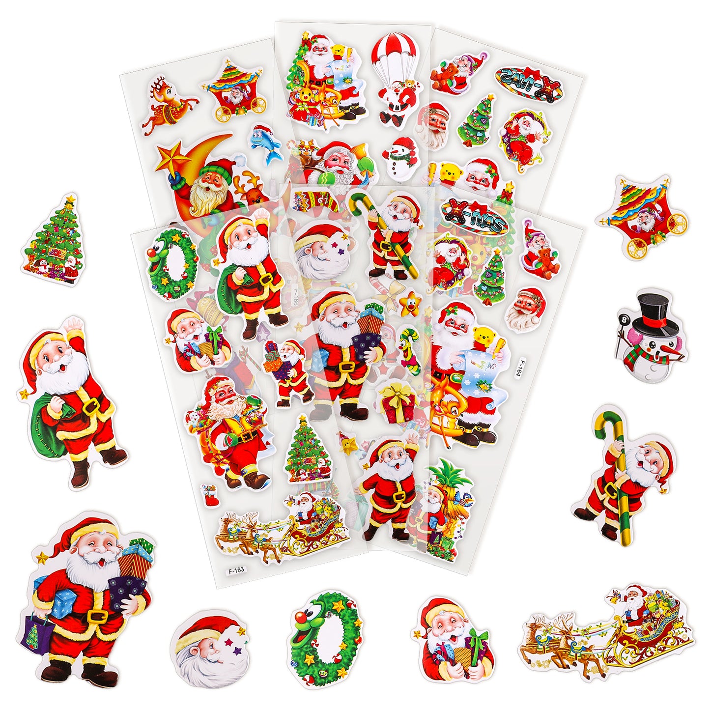 TIESOME 12 Sheets 3D Puffy Christmas Stickers, Xmas 3D Decals Teacher Reward Stickers Waterproof Hoilday Decoration for DIY Craft