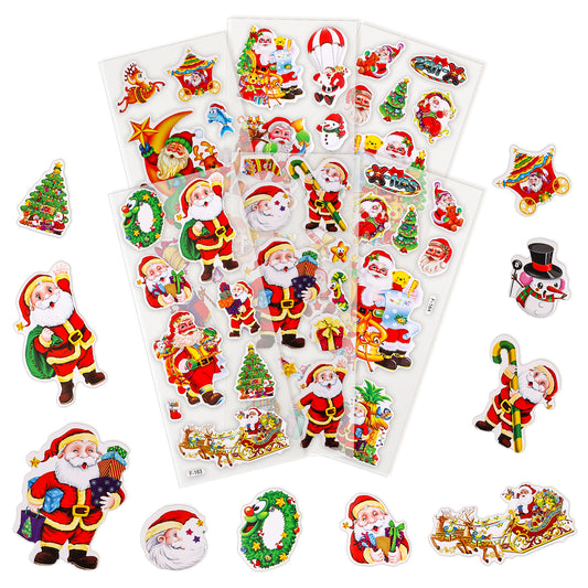 TIESOME 12 Sheets 3D Puffy Christmas Stickers, Xmas 3D Decals Teacher Reward Stickers Waterproof Hoilday Decoration for DIY Craft