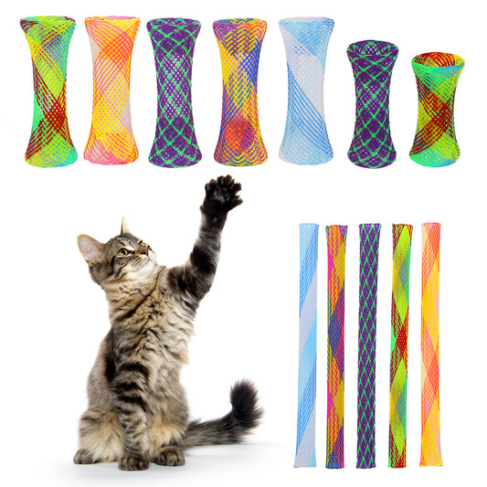 HJZHII 20PCS Cat Tube Spring Toy, Interactive Cat Toy for Indoor Cats Colorful Cat Spring Toy Cat Plastic Coil Funny Cat Play Toy for Kittens to Swat Bite Hunt