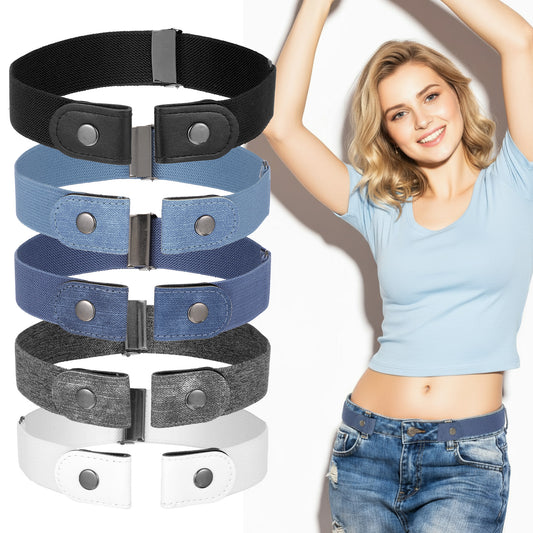 LXUEJIE 5 Pcs No Buckle Belts for Women, Adjustable Belt No Buckle Invisible Stretch, Elastic Belt for Women Invisible Stretch Belts for Men Jeans Pants