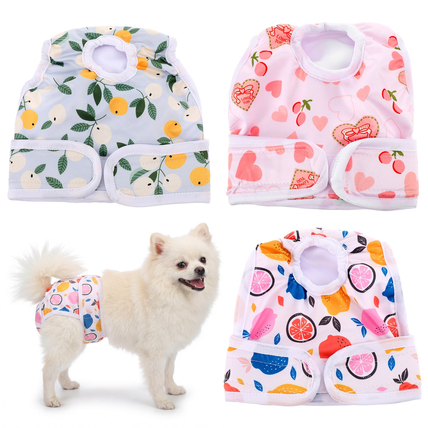 Molain 3 Pack Reusable Washable Dog Diapers Female, Super Absorbent Adjustable Pet Nappies Sanitary Pants for Small Medium Incontinence Dogs Multicolor