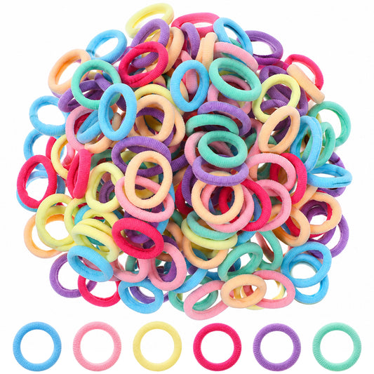 JJUNW 300Pcs Coloful Cotton Mini Hair Ties, Elastic Soft Hair Tie for Women