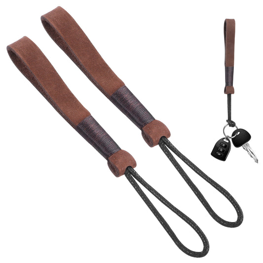 AOZUO 2 PCS Leather Car Key Keychain, Non-metallic Car Key Fob Keychain Cowhide Car Key Rope Lanyard No Metal Scratch for Car Keys Bag Case Cover Holder