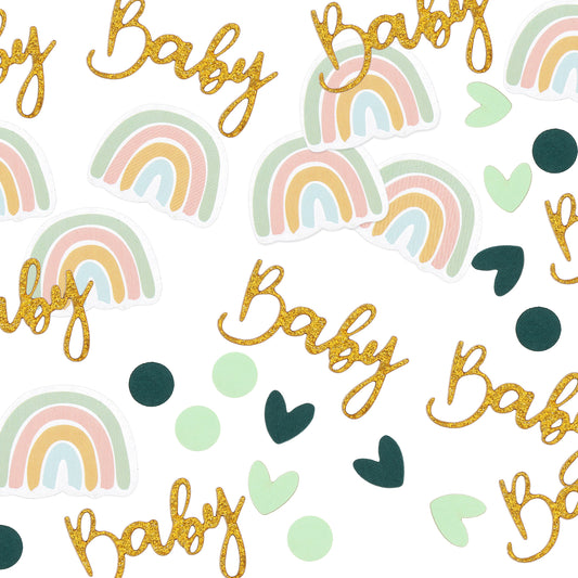 AOZUO Baby Shower Confetti, 120PCS Glitter Confetti Table Scatters Decoration Gold Champaign Rainbow Confetti for Baby Gender Reveal Ice Cream Theme Birthday Party Decor (Green)