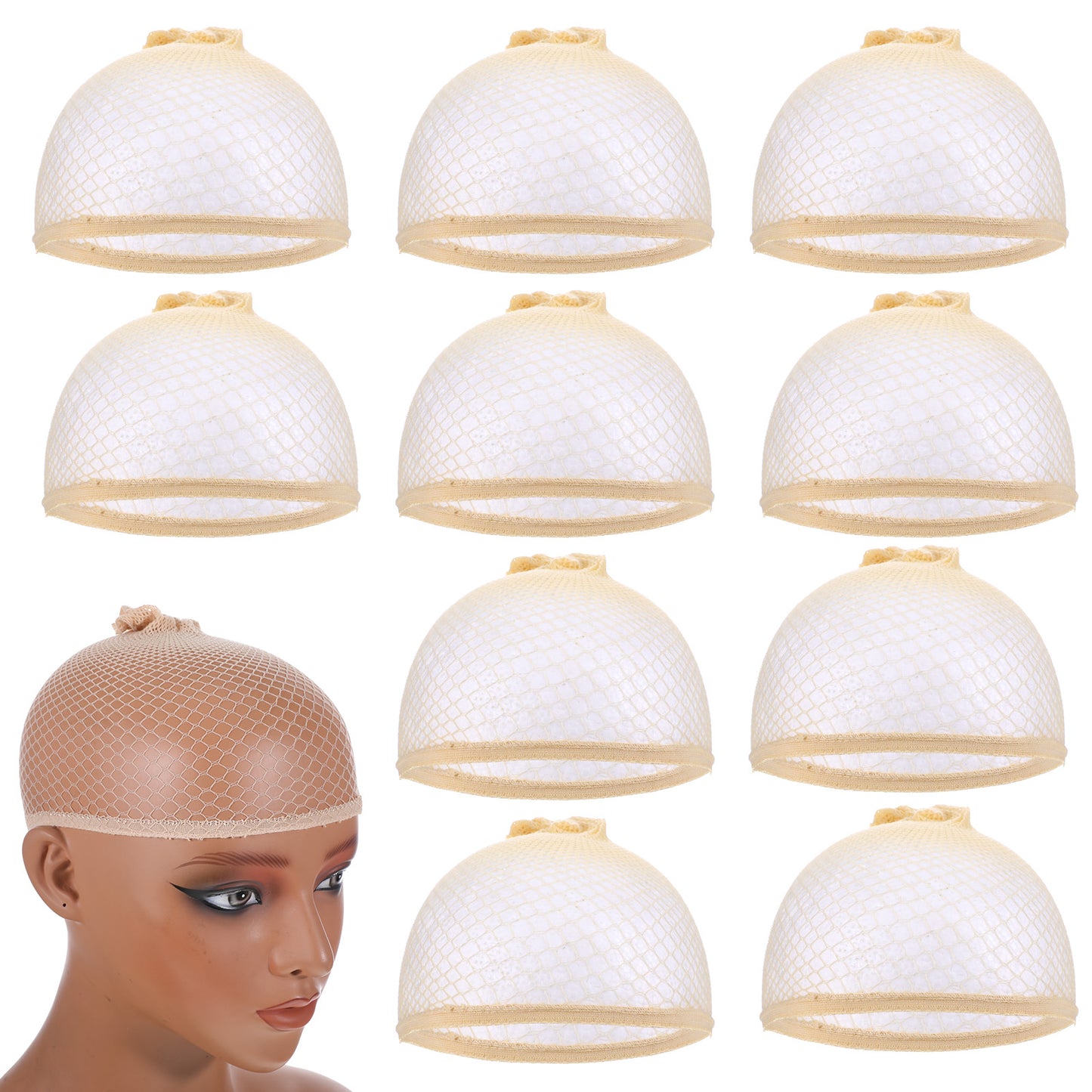 SULIKJHUI 10 Pcs Mesh Wig Cap, Mesh Caps for Wigs, Meshs Wig Cap for Women Non Slip, Stretchy Polyester Weaving Caps(Skin Tone)
