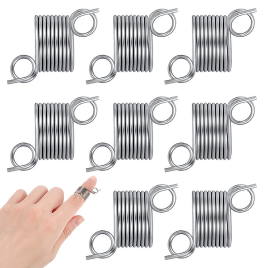 AOZUO 8pcs Yarn Guide Knitting Thimble, Stainless Steel Knitting Crochet Loop Ring Knitting Tension Rings Metal Guide Finger Holder Rings for DIY Knitting Crafts Accessories Tool(2 Size)