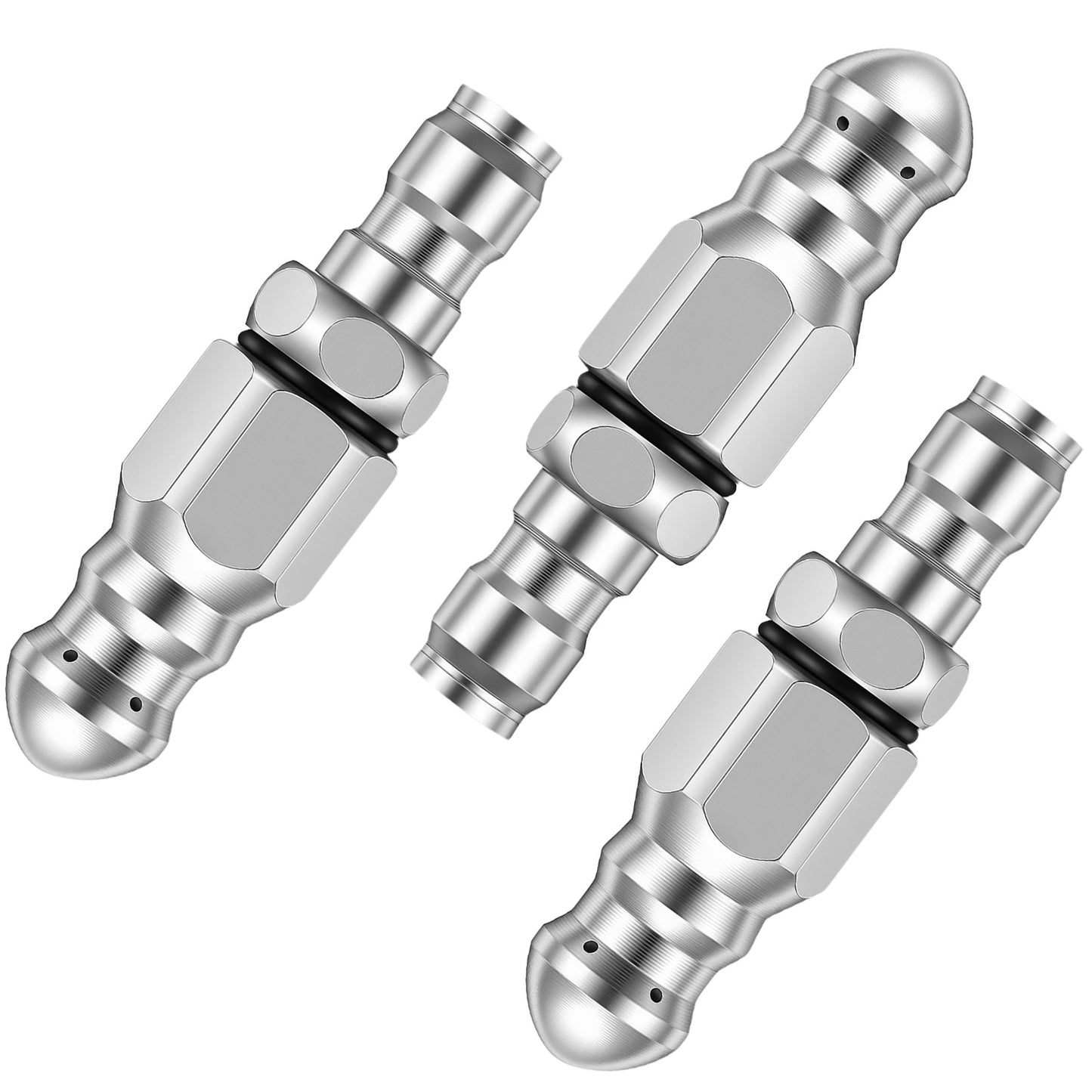 WJIAAA Powerful Pipe Cleaning and Unclogging Nozzle Kit, 3pcs High Pressure Washer Sewer Jetter Nozzle, Stainless Steel Drain Jetting Cleaning for 1/4 Quick Connector 5000 PSI for Household Pipe Hose
