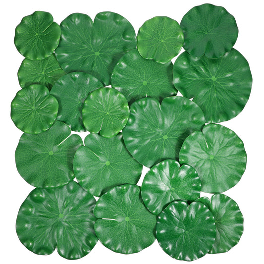 HJZHII 20PCS Lily Pads for Ponds, Artificial Lily Pads for Ponds Floating Foam Lotus Leaves 4 Sizes Realistic Floating Lilys Pad Leaves Fish Koi Pond Accessories for Outdoor Pond Patio Aquarium