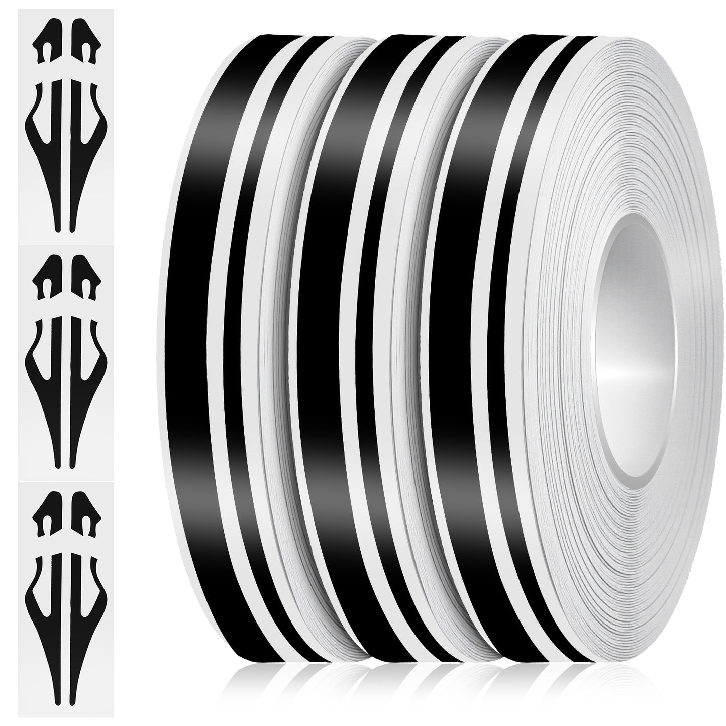 XLIUAX 3 Rolls Decorative Strips Car Film Car Body Side Car Racing Pinstripe Sticker for Bumper Motorcycle Sticker Bicycle Sticker, 9.8 m (Black)