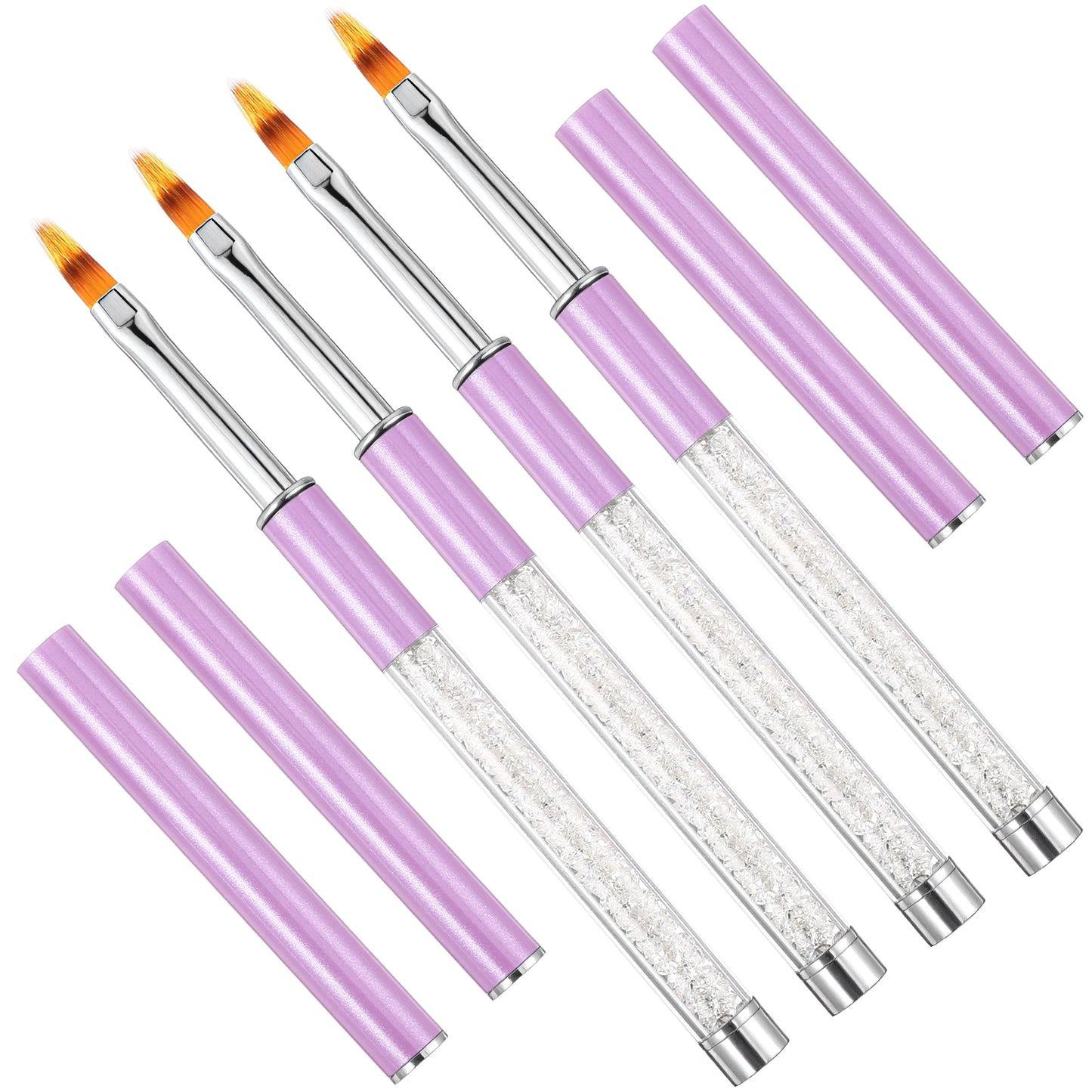 WJIAAA 4pcs Ombre Nail Brush, Nail Art Gradient Painting Brush with Rhinestone Handle for Gradient Gel Polish Manicure Cleaning Nail Painting Tools