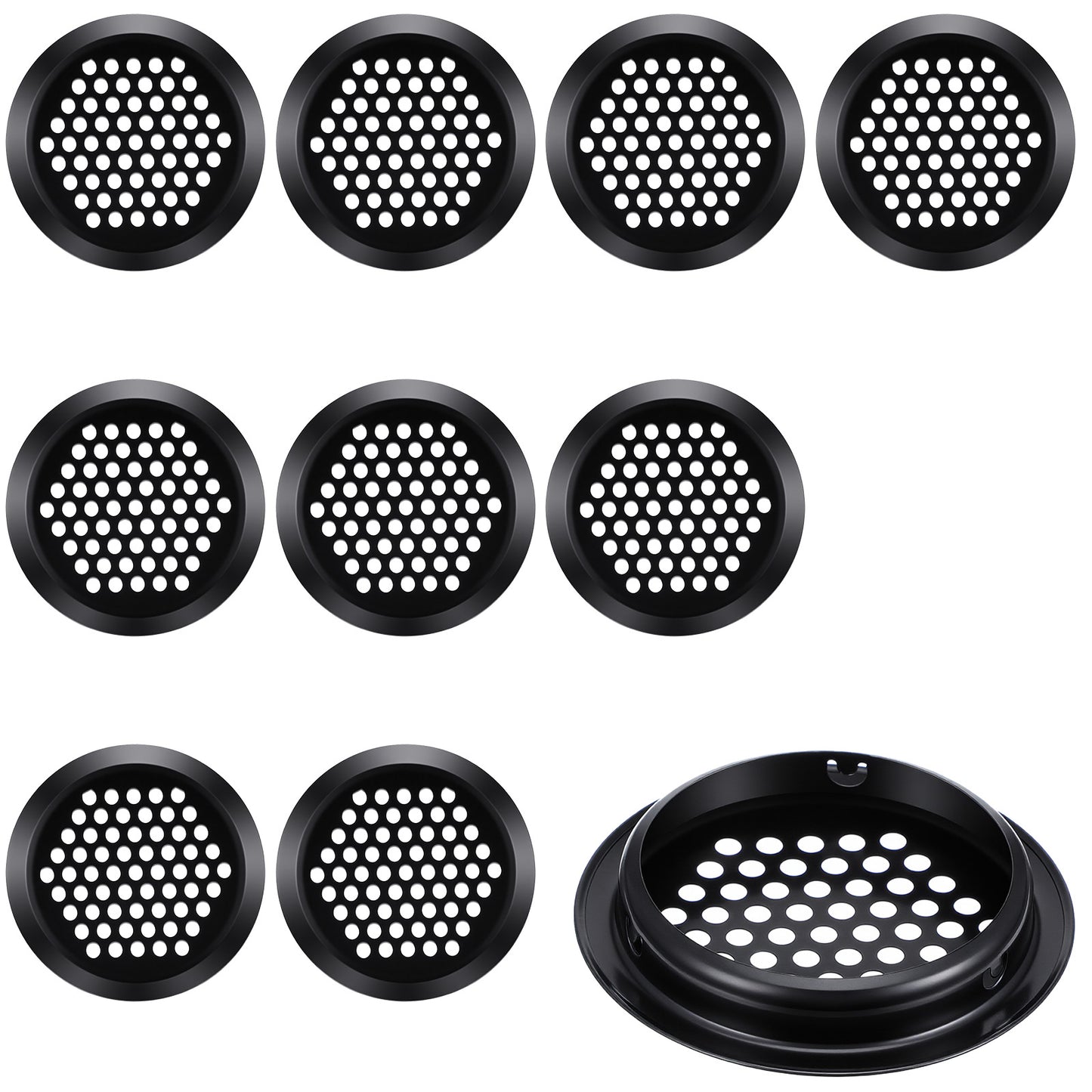 10 Pieces 53 mm Black Stainless Steel Grilles Vents Round