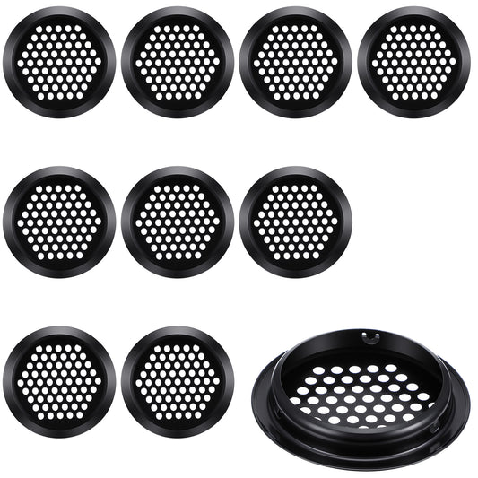 10 Pieces 53 mm Black Stainless Steel Grilles Vents Round
