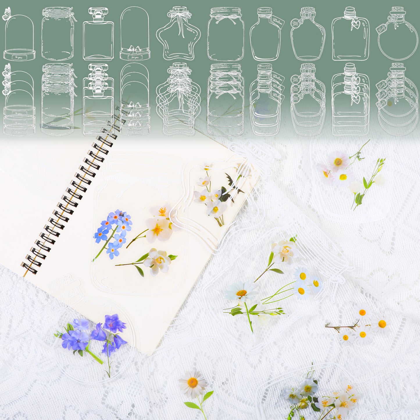 HJZHII 40 Pcs Large Size Bookmark, DIY Transparent Dried Flower Bookmark Set Flowers Page Clips Bookmarks Handmade Dried Flowers Bookmarks Pressed Flower kit for Book Lovers Friends Birthday Bless