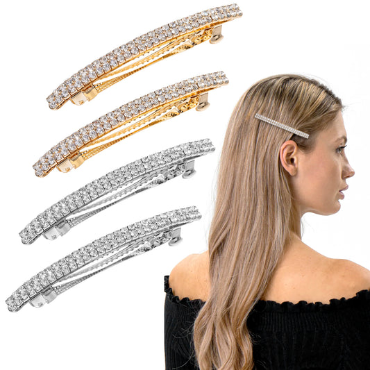 JJUNW 4Pcs Rhinestone Bling Hair Clip, Decorative Fancy Crystal Hair Clips Shiny Metal Barrettes Bling Diamond Wedding Bridal Shower Hair Accessories for Women Girls