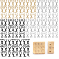 TIESOME 120 Sets Hook and Eye Closures for Clothing, Sewing Hooks and Eyes Closure, 3 Sizes Sewing clasps for clothing for Bra, Dress, Skirt, Trousers DIY Sewings Repair (Black, Gold, Silver)