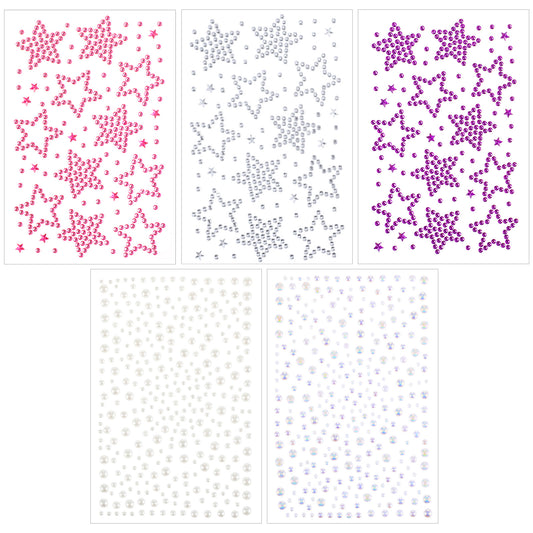 LXUEJIE 5 Sheets 4th of July Star Face Gems, Self Adhesive Face Makeup Gems Pearls, Self Adhesive Faces Gem for Women Self-Adhesive Faces Jewels for Women, Facial Jewels for Eye, Hair, Body