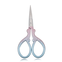 JJUNW Embroidery Scissors, Stainless Steel Craft Scissors with Leather Protective Case for Needlework, Thread Cutting, Handicrafts(Pink-Blue Gradient)