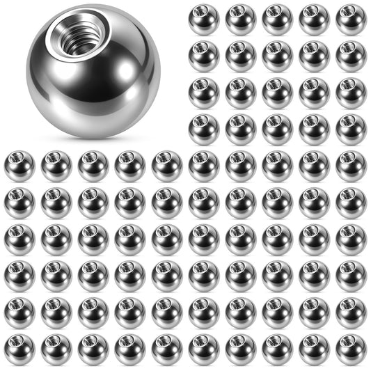 JJUNW 80Pcs 14G Surgical Steel Externally Threaded Replacement Balls Body Jewelry Piercing Barbell Parts for Women Men（Diameter 5mm, inner diameter 1.6mm）
