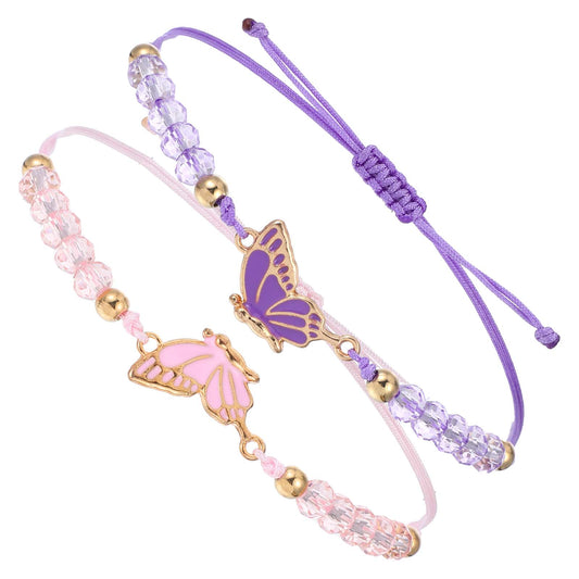 Bewudy 2PCS Butterfly Friendship Bracelets, Butterfly Matching Bracelets, Adjustable Strand Best Friends Bracelet for 2 Handmade Charm Friendship Jewelry Gifts for Women Couples