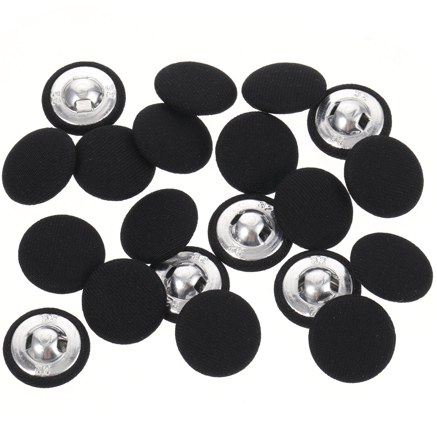 Jeffdad 20mm Fabric Covered Black Buttons, Round Covered Metal Shank Sewing Buttons Vintage Covered Cloth Button for Suits Jacket Dress Blouses(20)