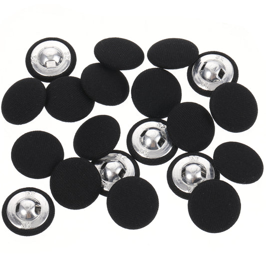 Jeffdad 20mm Fabric Covered Black Buttons, Round Covered Metal Shank Sewing Buttons Vintage Covered Cloth Button for Suits Jacket Dress Blouses(20)