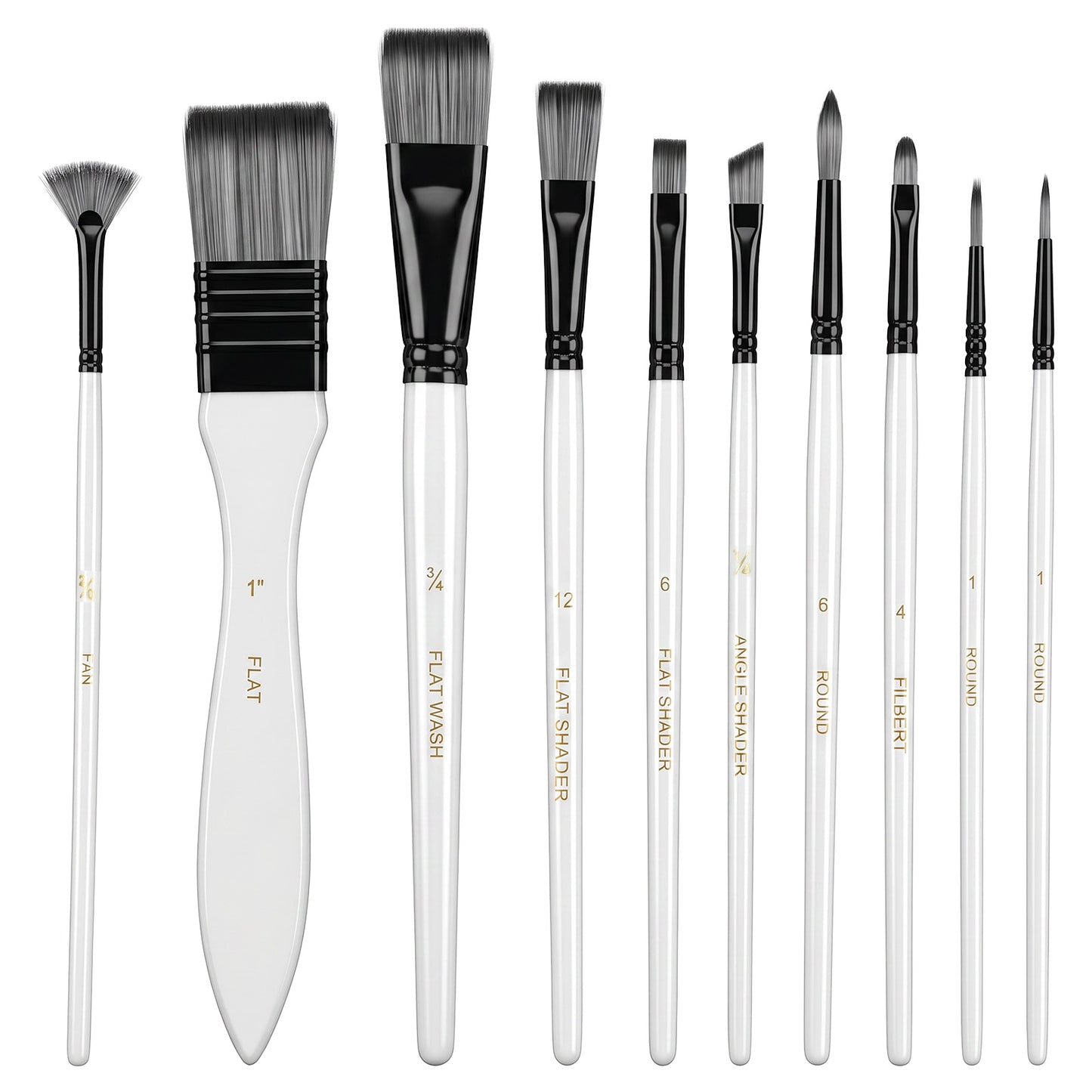 WJIAAA 10Pcs Artist Watercolour Paint Brushes, Craft Paint Brushes with Nylon Hair and Wooden Hanle,Artist Painting Brush Set for Acrylic Gouache Oil Paintbrushes for Face Nail Rock Painting Beginners