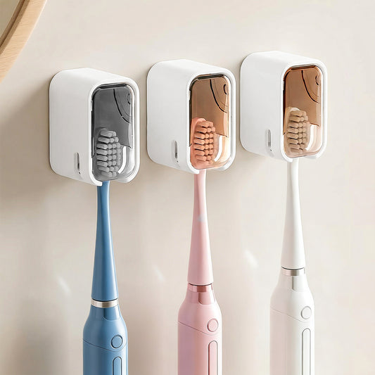 HJZHII 3Pcs Wall Mounted Toothbrush Holders for Bathroom Toothbrush Cover for Shower Storage Organizer Single Toothbrush Dispenser Storage Organizer for Family Travel Bathroom Punch Free Design