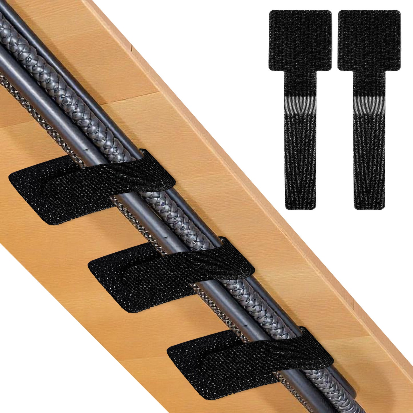 WJIAAA 100 Pcs Hook and Loop Cable Straps, Self Adhesive Cord Organizers for Desk, Reusable Wire Ties Adjustable Cord Management for Home Office Under Computer Desk Management(Black)