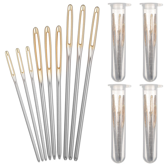 Molain 36 Pcs Large Eye Blunt Needles, Carbon Steel Yarn and Darning Needles Tapestry Sewing Needle for Knitting Crochet Stringing Weaving