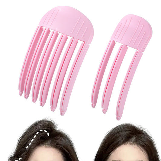 JIEYAO 2Pcs Wind Shaping Styling Combs for Fluffy Bangs and Heatless Curls, Quick High Crown Volume Tools Set Puffy Lazy Hair Clip No-Trace Hair Root Curlers for Women(Pink)