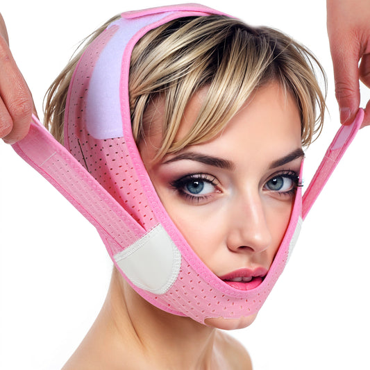 BOHUIZ Reusable V-Line Lifting Mask ChinStrap, Adjustable Chin Strap for Sleeping V Line Face Strap Face Slimming Chin Strap for Women and Men Shaped Face Mask for Sagging(Pink)