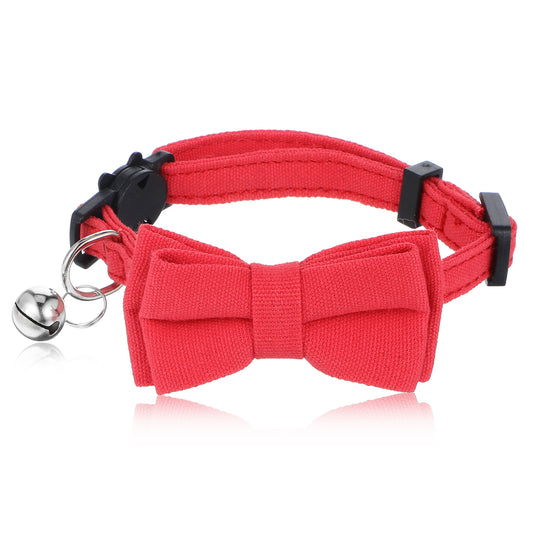 cobee 1 Pc Kitten Bow Tie Collar with Bell, Red Girl Cat Collars Cat Collar Bow, Cat Collar Breakaway Removable Kitten Collar for Kitten Decorations, Leash Animals Dog Collars(Red)