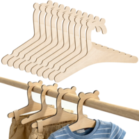 JJUNW 10Pcs Baby Clothes Hangers, Wooden Baby Hangers, Cute Bear Ears Babys Coat Hanger with Closet Organizer, Anti-Slip Newborn Hanger for Babies Toddler Kids Clothes & Pants
