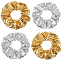 DOPENSPI 4PCS Scrunchies for Women, Sparkly Ponytail Holders Gold & Silver Hair Ties Gold Hair Scrunchies Hairband for Women Retro Theme Party Shiny HairAccessories