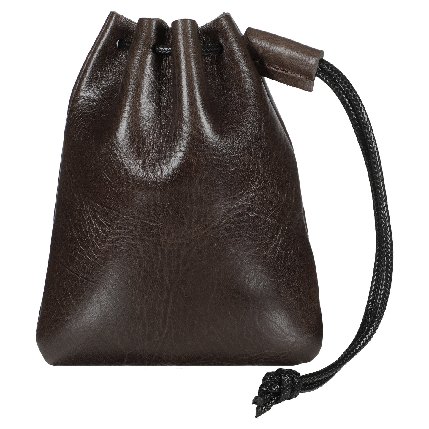 TIESOME 1 Pcs Leather Pouches, Drawstring Cowhide Bag, Small Waterproof Vintage Leather Pouch for Earphone Jewelry(Light Brown)