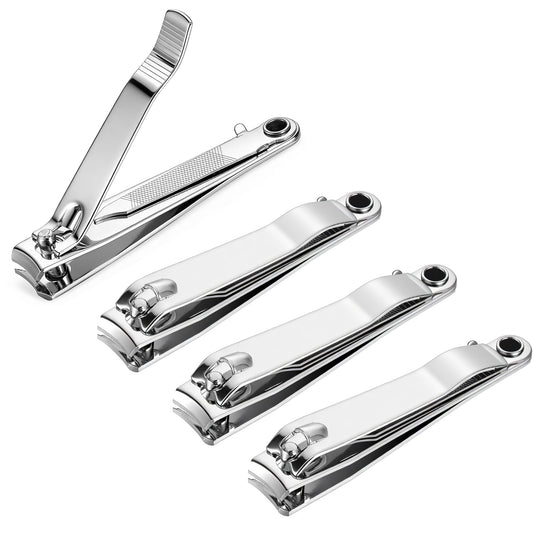 LXUEJIE 4 Pcs Nail Clipper, Nail Cutter, Toe Nails Clippers for Thick Nails, Stainless Steel Sharp Sturdy Trimmer for Men & Women Large Stainless Steel Toenail Cutter for Fingernail Toenail