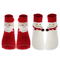 Andibro 2Pair Christmas Fuzzy Socks, Christmas Warm Soft Fluffy Socks Sleeping Christmas Plush Sock Coral Fleece Winter Warm Sock for Women
