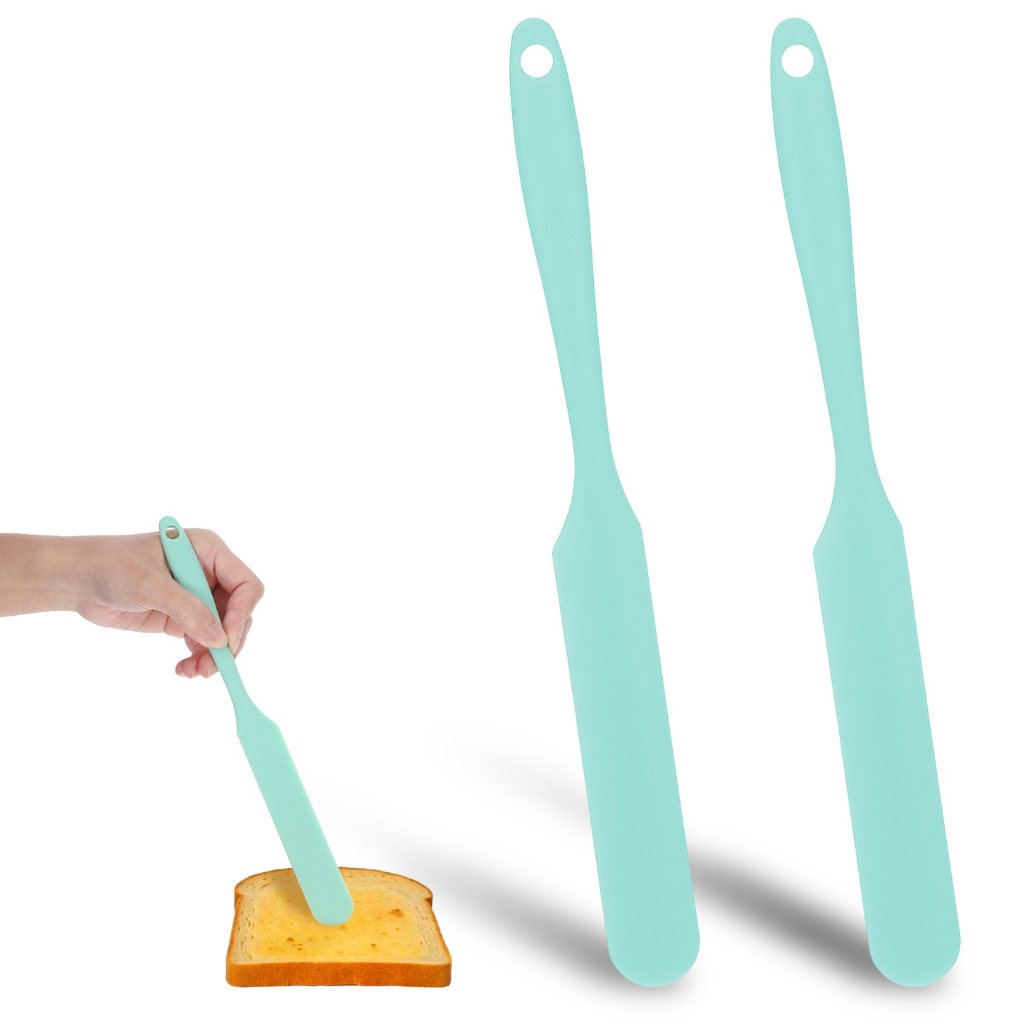 simarro 2 Pcs Silicone Jar Spatulas, Blender Spatula Long Handle Heat Resistant Kitchen Spatulas Sourdough Stirring Stick Jam Spreader for Scraping Lcing Bread Baking, Spreading, Mixing