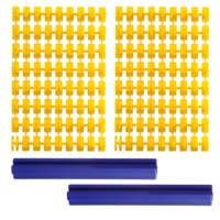 Andibro 144 Pcs Clay Alphabet Stamps for Polymer Clays, Letter Press Kit for Pottery & Cookie Making, Plastic Embosser Cutter Stamp Set (Yellow+Blue)
