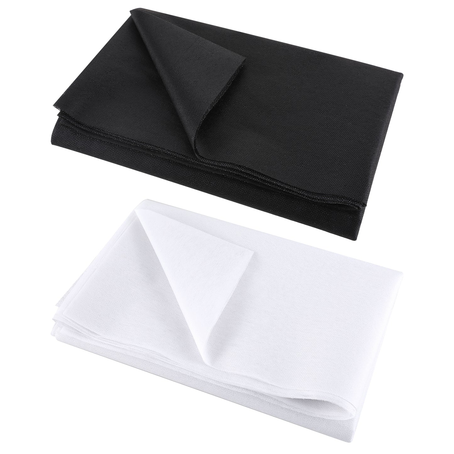 Molain 2Pcs Iron-On Non-Woven Fusible Interfacing, 39 x 72 inch Lightweight Non-Woven Interfacing Iron On Polyester Single-Sided Interfacing for DIY Crafts Sewing Crafting and Home Decor(Black,White)