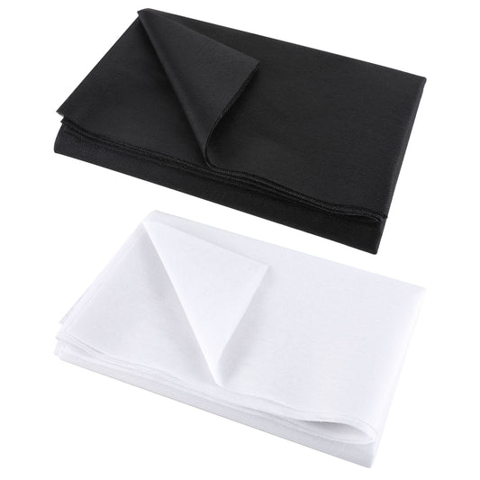 Molain 2Pcs Iron-On Non-Woven Fusible Interfacing, 39 x 72 inch Lightweight Non-Woven Interfacing Iron On Polyester Single-Sided Interfacing for DIY Crafts Sewing Crafting and Home Decor(Black,White)