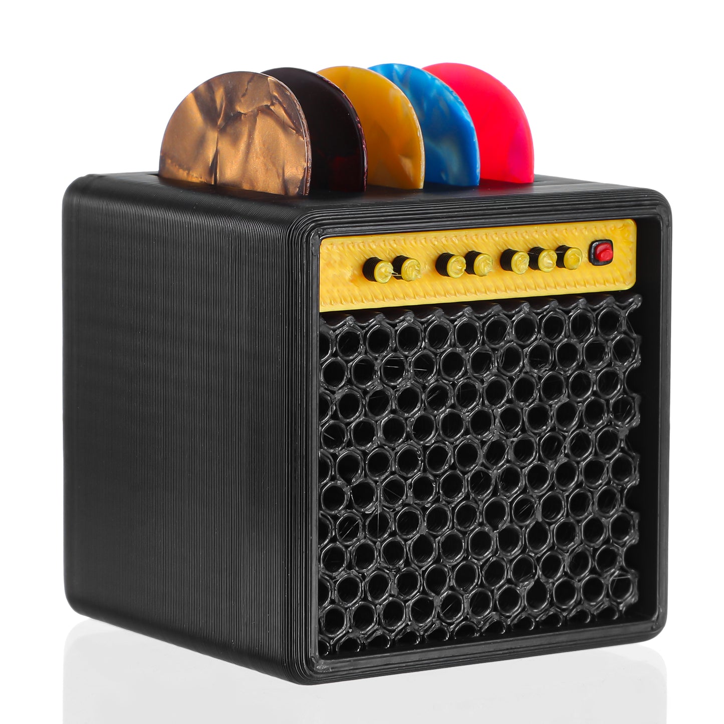 XLIUAX Guitar Picks Holder Box, Amp Speaker Style Paddle Holder Guitar Pick Display Holders for Bass Ukulele Pick Storage
