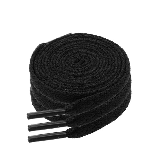 JIYIN 3 Pairs Shoe Laces for Sneakers, 5/16" Wide Flat Shoelaces Polyester Athletic Running Shoes Boot Strings Sneaker Replacement Shoe Laces Stretch Flat Shoe Strings for Women Men (Black)