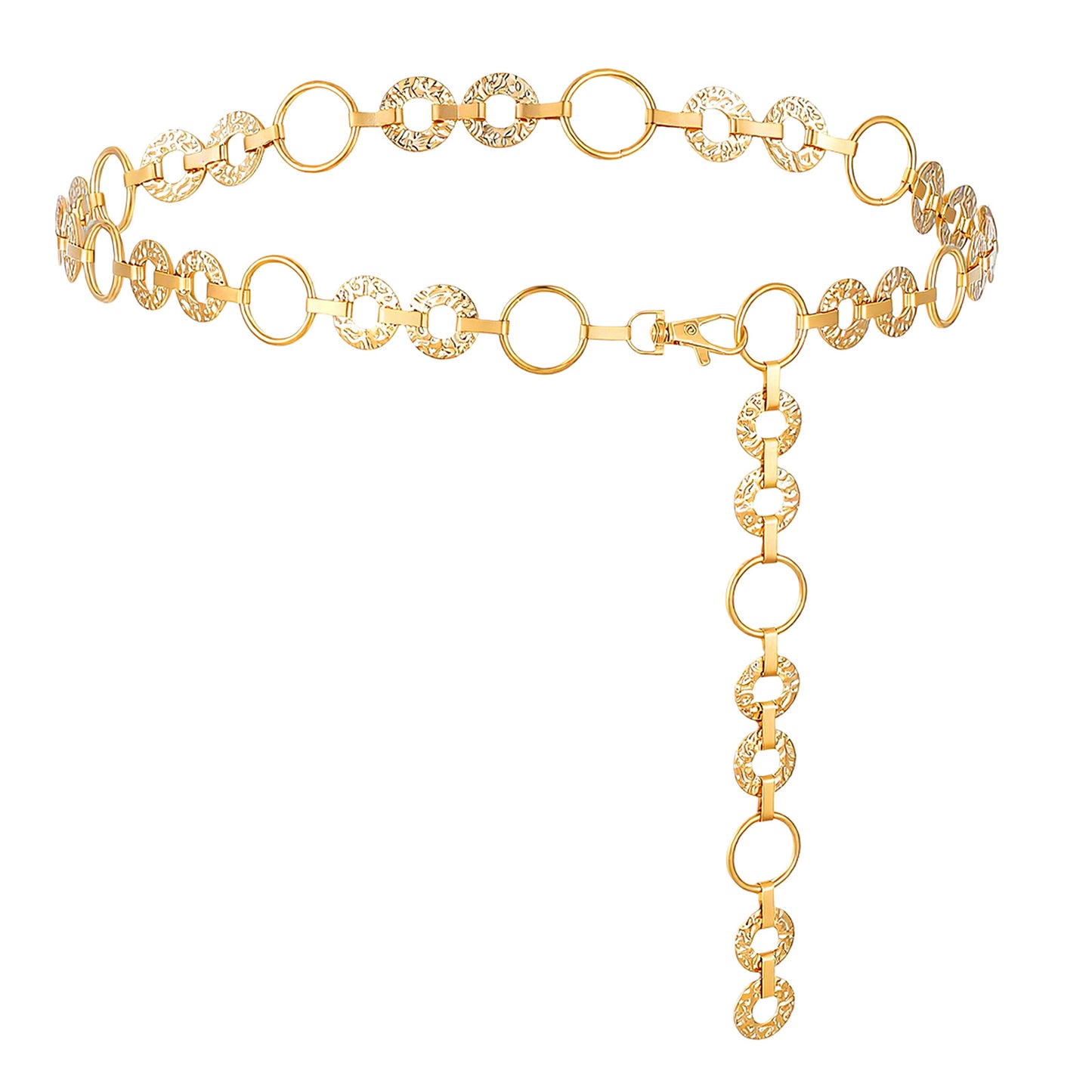 Molain Waist Chain Belt for Women, Adjustable Gold Fashion Body Link Chain Belt Cute Decorative Chains Belts for Dress Jeans and Casual Pants