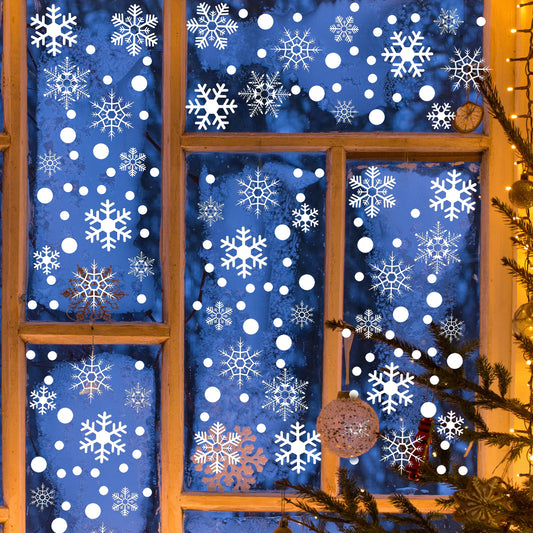 Amaxiu Snowflakes Window Clings Christmas Decorations, 228 Pcs 8 Sheets Snowflakes Decor Double Sides Christmas Window Stickers Decals for Home Party Christmas Decor(228)