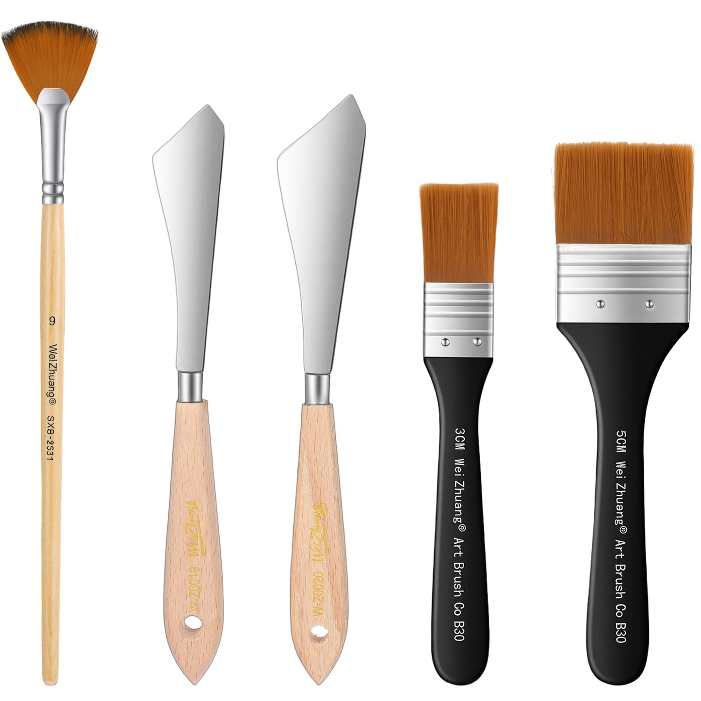 GEEHUA 5PCS Painting Knife Set, Stainless Steel Palette Knife Oil Paint Brushes Sets PaintingSpatula PaintingBrush for Oil Canvas Acrylic Painting