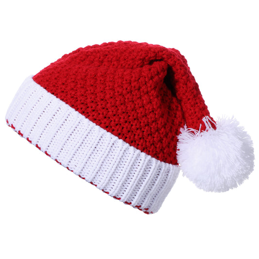 Andibro Christmas Hat for Women, Santa Hat Red Knitted Beanie Hat Xmas Holiday Hat Classic for Adult Women Men New Year Party Headwear