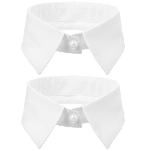 MBAIYO 2 Pack White Detachable Fake Collar, Versatile Dickey White Collar Faux Collars for Women Half Shirt Blouse False Collars for Dresses Vest Blouse