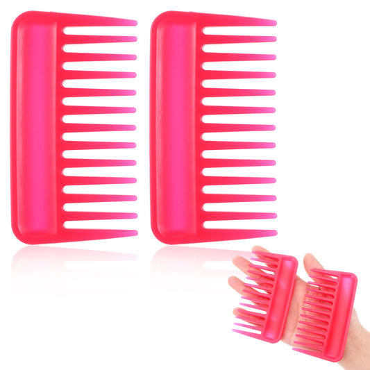 JIEYAO 2Pcs Mini Wide Tooth Comb, Travel Comb Small Shower Comb Portable Purse Comb Hair Detangling Comb Pocket Curly Hair Comb Plastic Big Tooth Comb for Wet and Dry No Handle Design